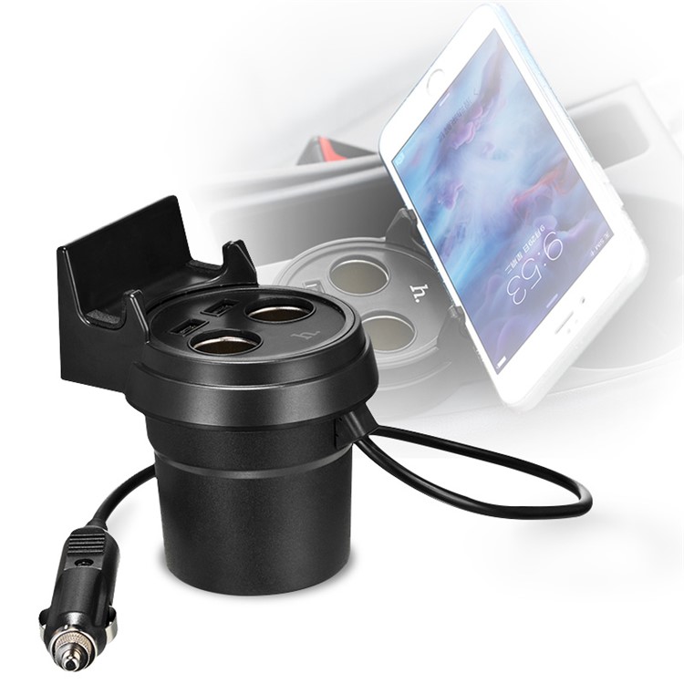 HOCO Multifunctional Cup Shape 2-Port USB Car Charger Dual Socket Splitter-1