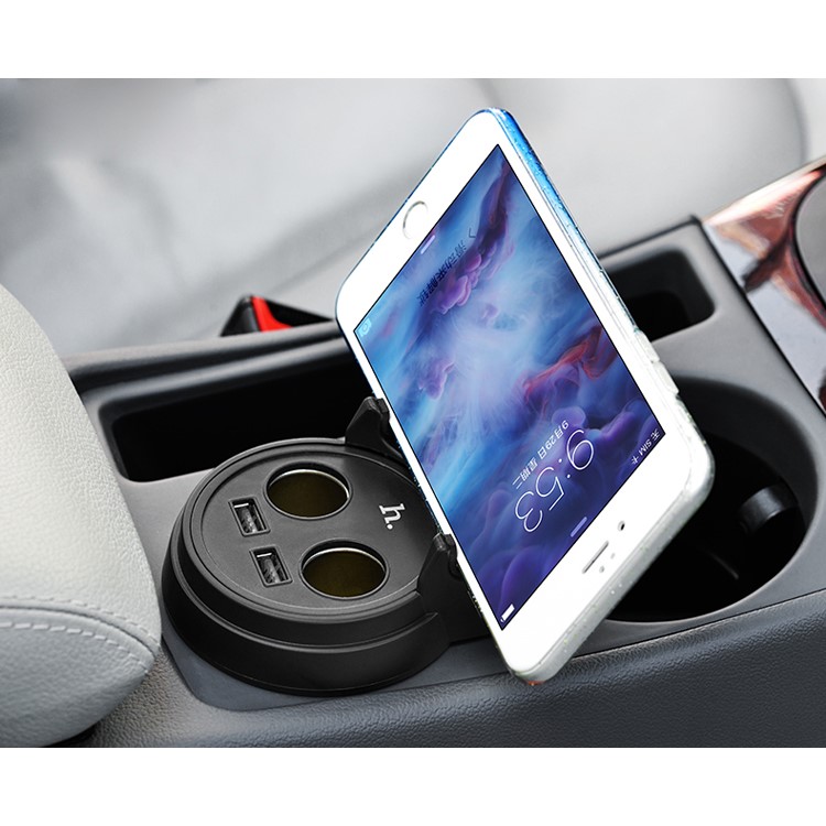 HOCO Multifunctional Cup Shape 2-Port USB Car Charger Dual Socket Splitter-8