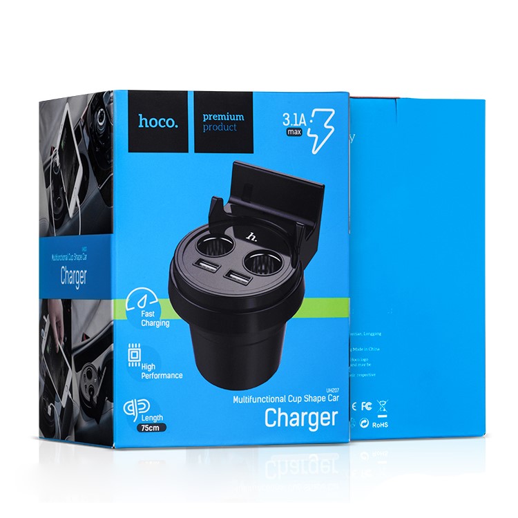 HOCO Multifunctional Cup Shape 2-Port USB Car Charger Dual Socket Splitter-9