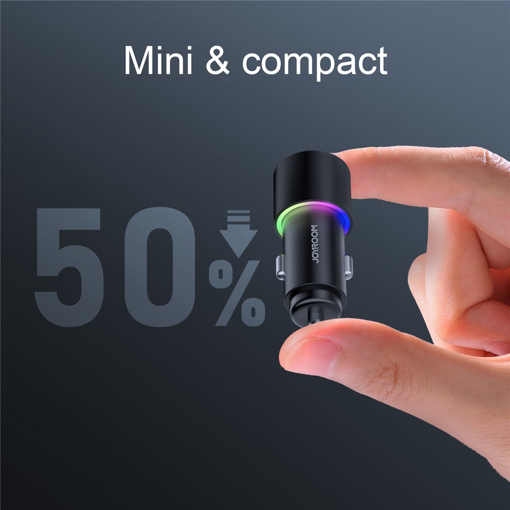 JOYROOM JR-CL10 Mini Car Charger Dual USB Ports Fast Charging Station Phone Charger - Black-3
