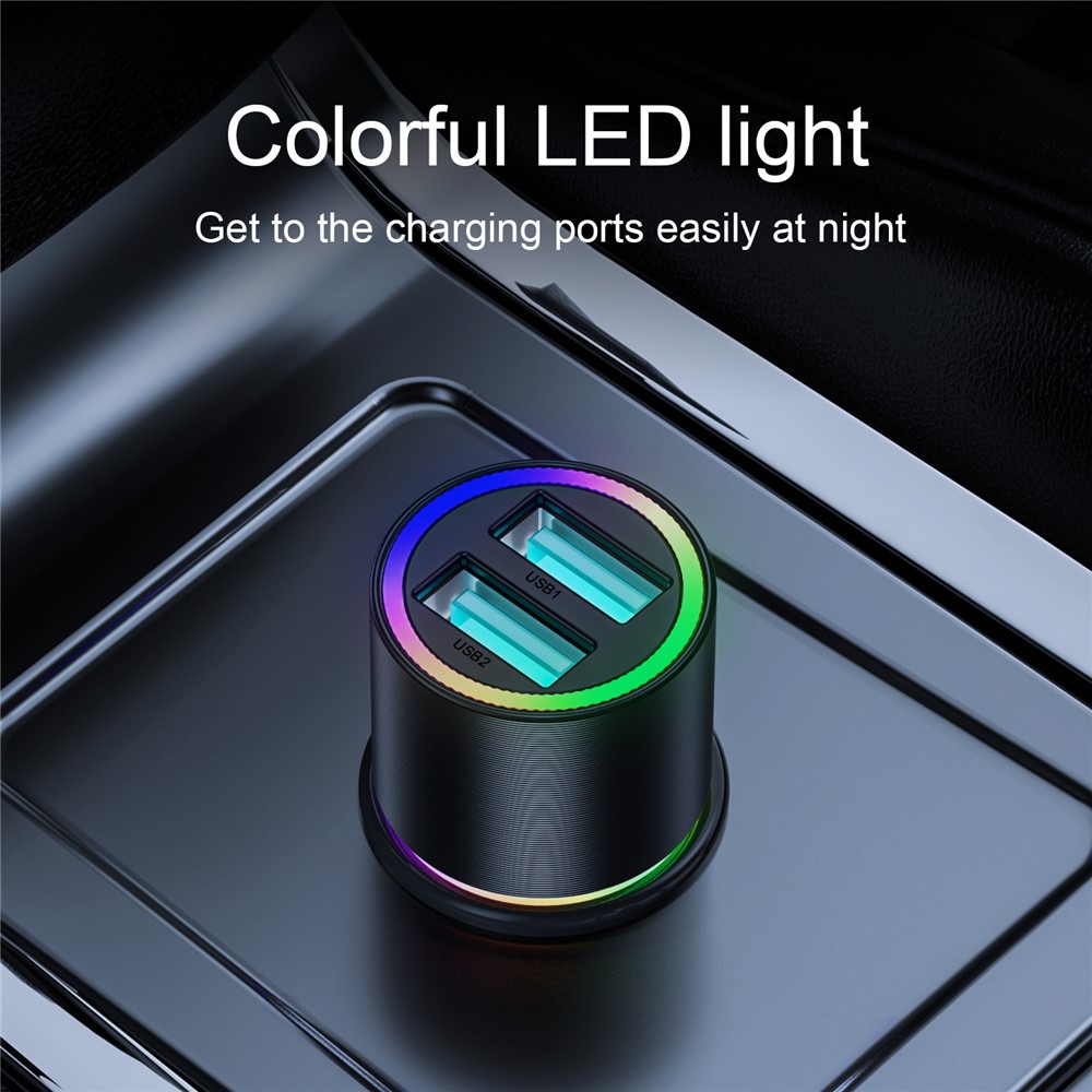 JOYROOM JR-CL10 Mini Car Charger Dual USB Ports Fast Charging Station Phone Charger - Black-4