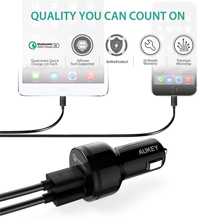 AUKEY CC-T7 Quick Charge 3.0 Car Charger Dual USB Output-4