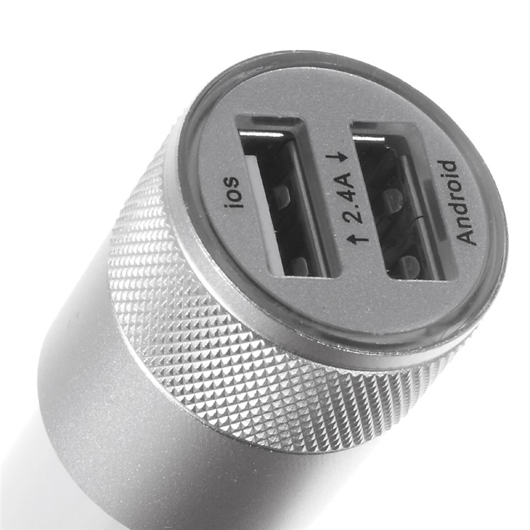2.4A Dual USB Car Charger Adapter for iPhone iPad Samsung - Silver Color-5