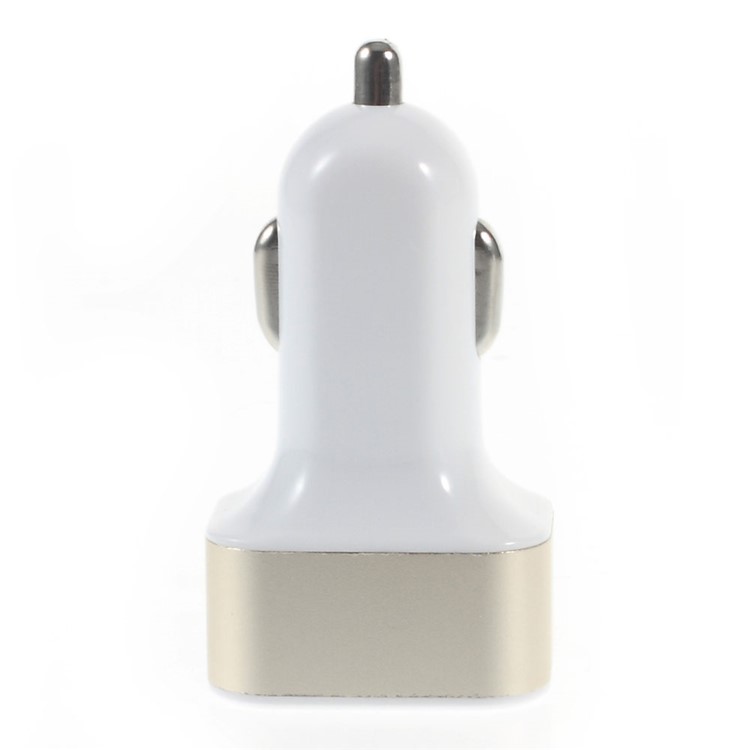 3-Port 2.4A USB Car Charger Adapter for iPhone iPad Samsung etc - Gold Color-2