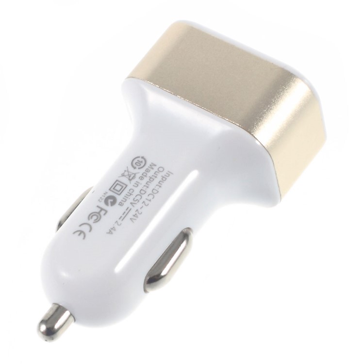 3-Port 2.4A USB Car Charger Adapter for iPhone iPad Samsung etc - Gold Color-3