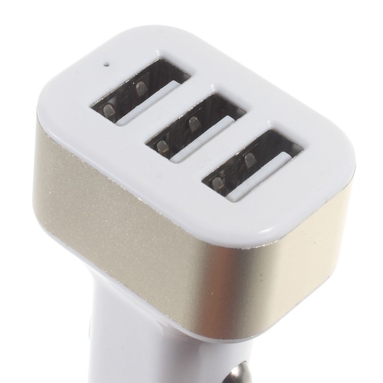 3-Port 2.4A USB Car Charger Adapter for iPhone iPad Samsung etc - Gold Color-5