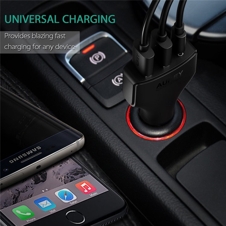 AUKEY CC-Y3 49.5W 3-Port Car Charger with 1 x Type-C + 2 x 3A USB Ports-8