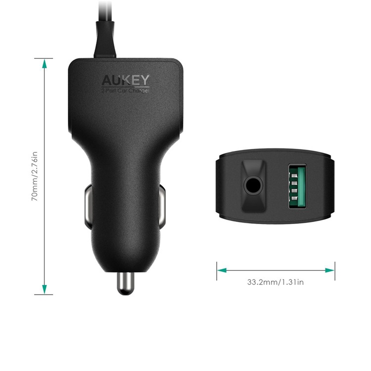 AUKEY CC-Y4 USB Type C Car Charger for Nokia N1/Nexus 5X/Nexus 6P/OnePlus 2-3