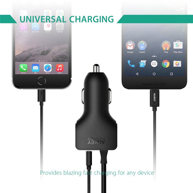 AUKEY CC-Y4 USB Type C Car Charger for Nokia N1/Nexus 5X/Nexus 6P/OnePlus 2-5