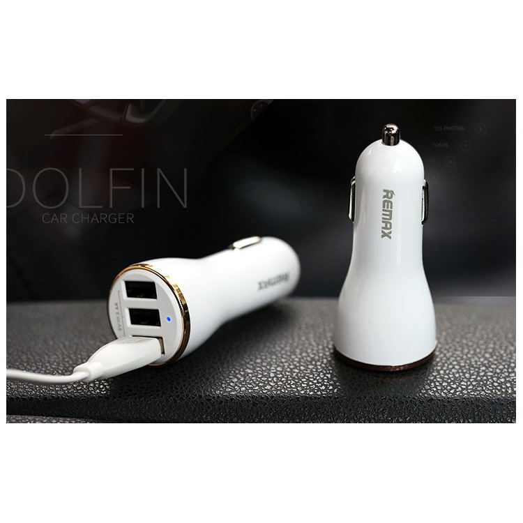 REMAX Dolfin Dual USB 2.4A Smart Car Charger for iPhone iPad Samsung HTC - Rose Gold Color-4