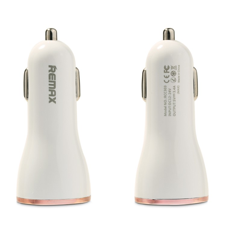 REMAX Dolfin Triple Ports 3.4A USB Car Charger for iPhone iPad Samsung HTC - Rose Gold Color-1