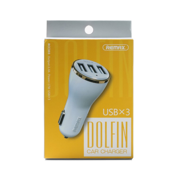 REMAX Dolfin Triple Ports 3.4A USB Car Charger for iPhone iPad Samsung HTC - Rose Gold Color-8