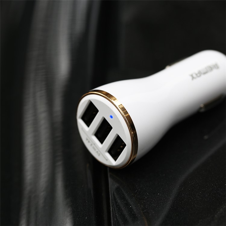 REMAX Dolfin Triple Ports 3.4A USB Car Charger for iPhone iPad Samsung HTC - Gold Color-3