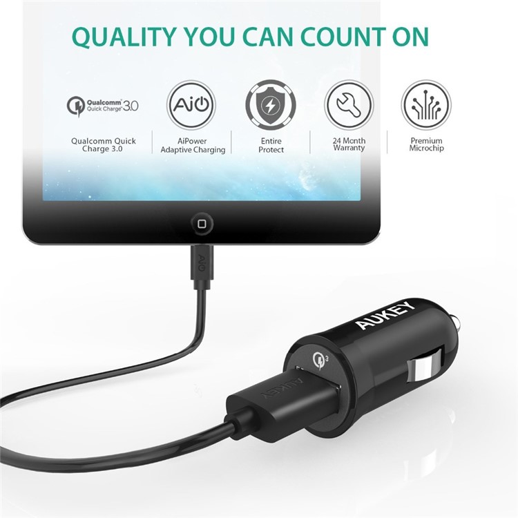 AUKEY CC-T10 19.5W USB Car Charger with Quick Charge 3.0 & AiPower-4