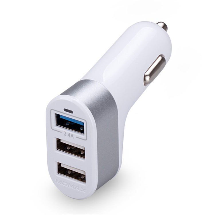 MOMAX XC 4.4A 3 USB Ports Car Charger (CB/CE-EMC Certification) - White-1