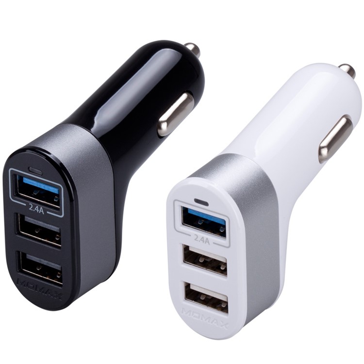MOMAX XC 4.4A 3 USB Ports Car Charger (CB/CE-EMC Certification) - White-7