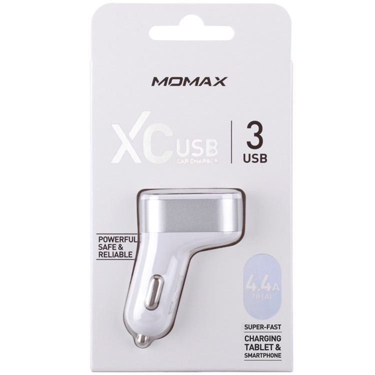 MOMAX XC 4.4A 3 USB Ports Car Charger (CB/CE-EMC Certification) - White-9