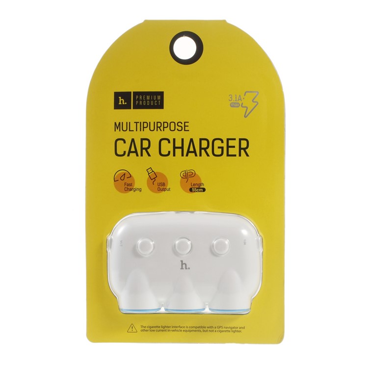 HOCO C1 3-Way Car Cigarette Lighter Socket Splitter with USB Port-13