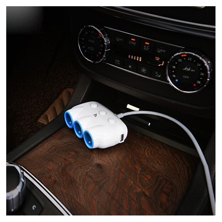 HOCO C1 3-Way Car Cigarette Lighter Socket Splitter with USB Port-6