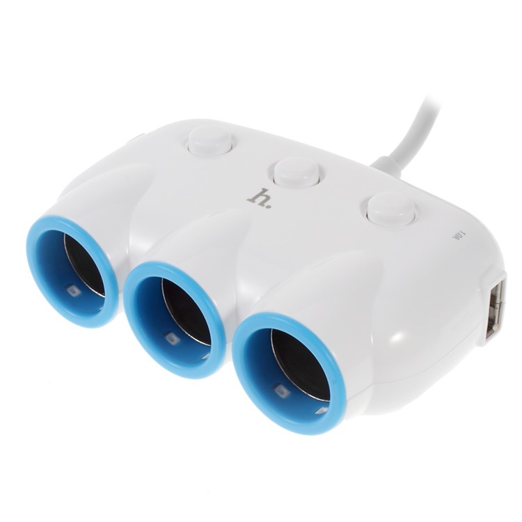 HOCO C1 3-Way Car Cigarette Lighter Socket Splitter with USB Port-9