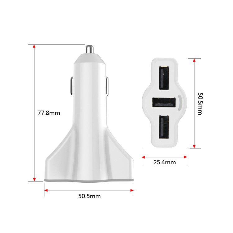 SEZU Space Shuttle Shaped 5.2A 3-Port USB Car Charge for iPhone iPad Samsung LG - White-6