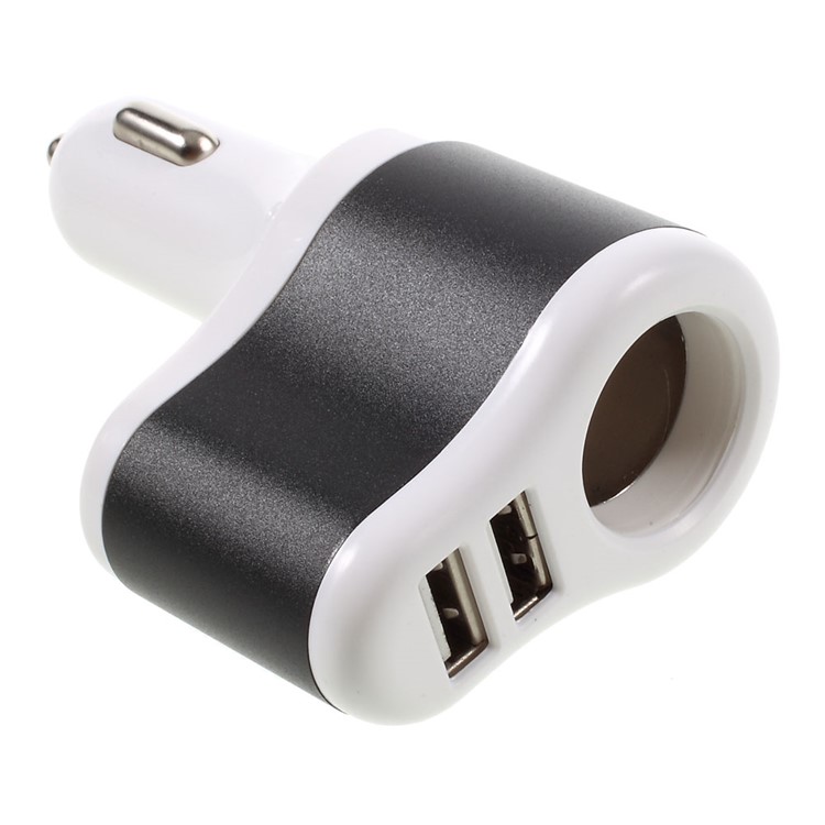 3.1A Dual USB Car Charger with Cigarette Lighter Hole - Black-1