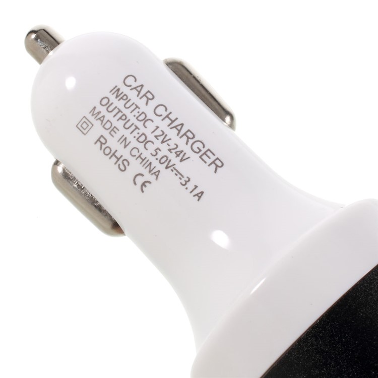 3.1A Dual USB Car Charger with Cigarette Lighter Hole - Black-2