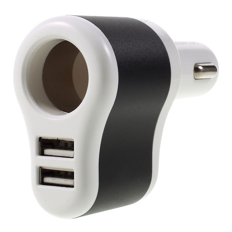 3.1A Dual USB Car Charger with Cigarette Lighter Hole - Black-3