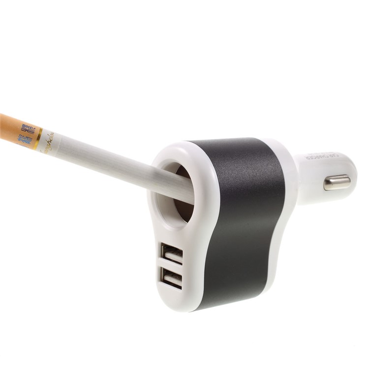 3.1A Dual USB Car Charger with Cigarette Lighter Hole - Black-5