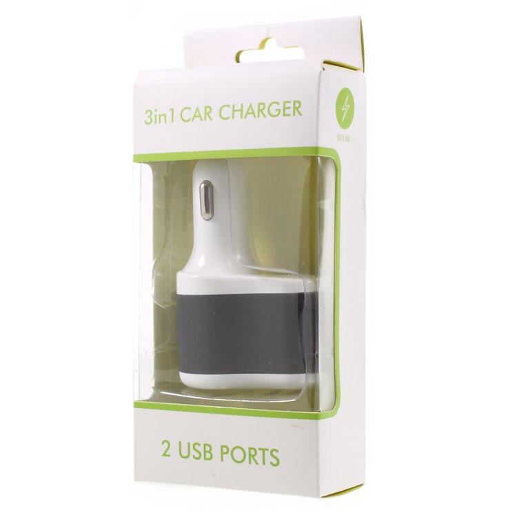 3.1A Dual USB Car Charger with Cigarette Lighter Hole - Black-6