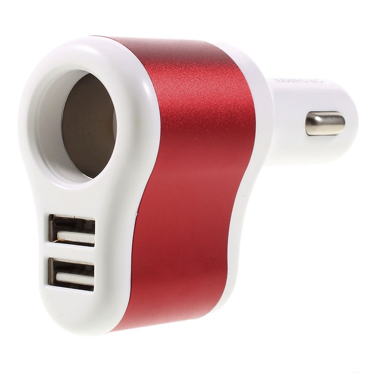 3.1A Dual USB Car Charger with Cigarette Lighter Hole - Red-2