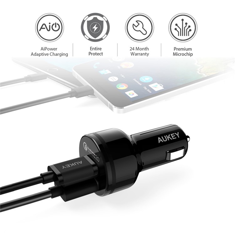 AUKEY CC-Y5 2-port USB Car Charger with Quick Charge 2.0 & AiPower-2