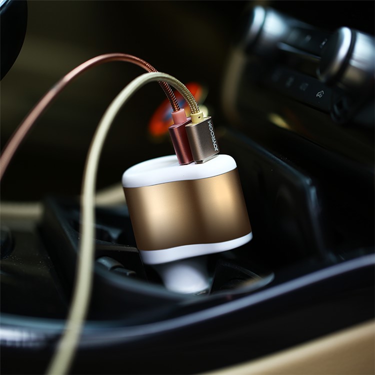 JOYROOM C-M305 3.1A Dual USB Car Charger with Car Cigarette Lighter - Gold Color-11