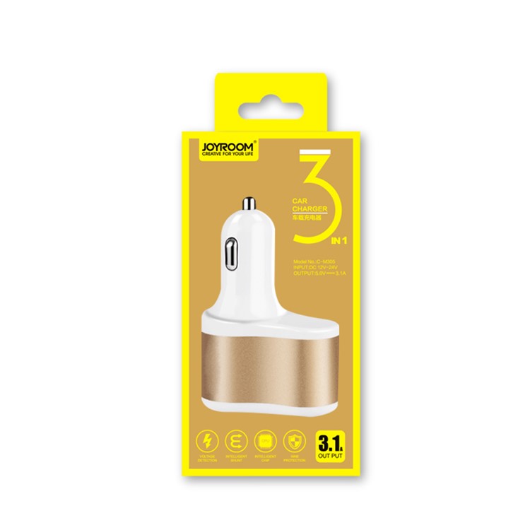 JOYROOM C-M305 3.1A Dual USB Car Charger with Car Cigarette Lighter - Gold Color-7