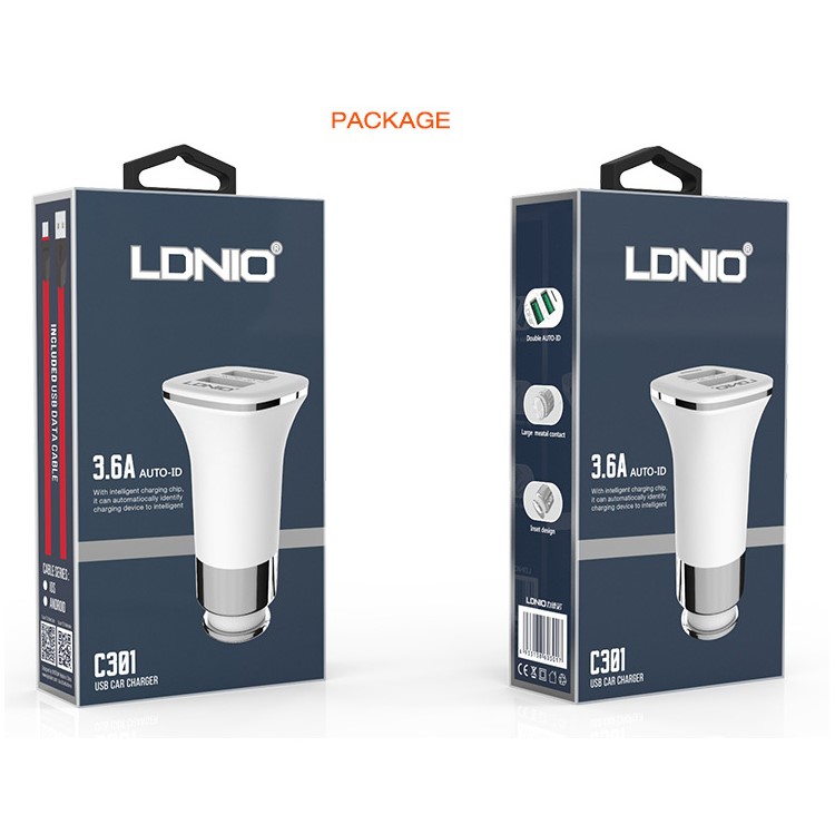 LDNIO C301 3.4A 2 puertos USB cargador de pared inteligente para el iPhone Samsung (CE / RoHS)-6