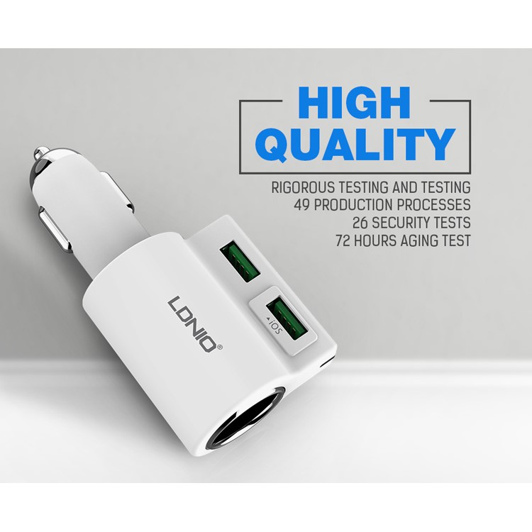 LDNIO CM10 4.2A Dual USB Ports Intelligent Car Charger for iPhone Samsung (CE/RoHS)-2