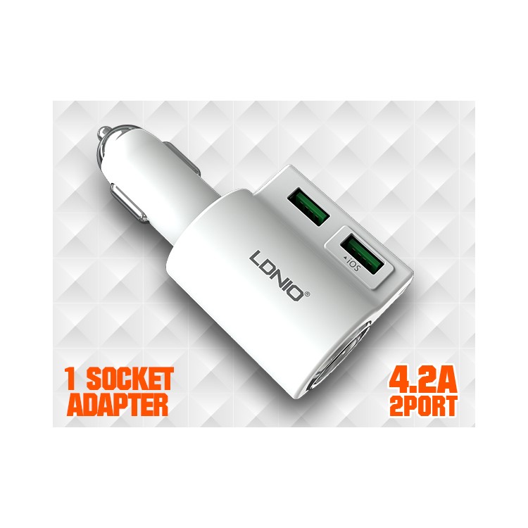 LDNIO CM10 4.2A Dual USB Ports Intelligent Car Charger for iPhone Samsung (CE/RoHS)-5