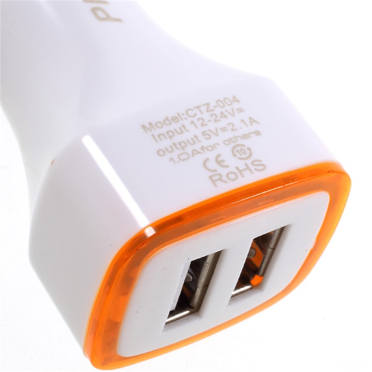 PINZUN 2.1A Car Charger Adapter Dual USB for iPhone iPad Samsung - Orange-3