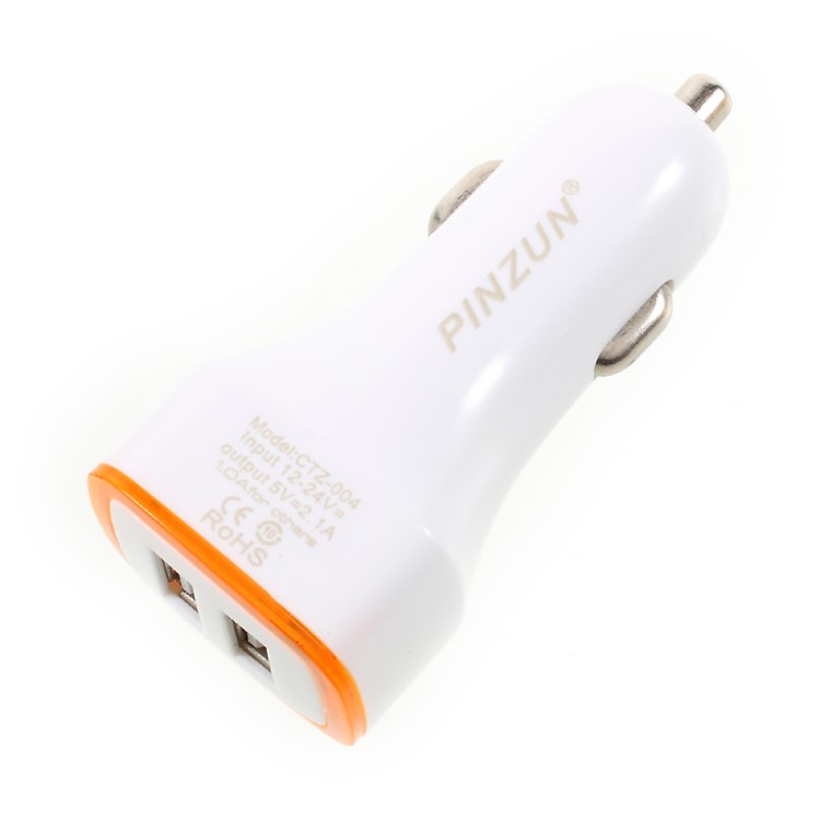 PINZUN 2.1A Car Charger Adapter Dual USB for iPhone iPad Samsung - Orange-4