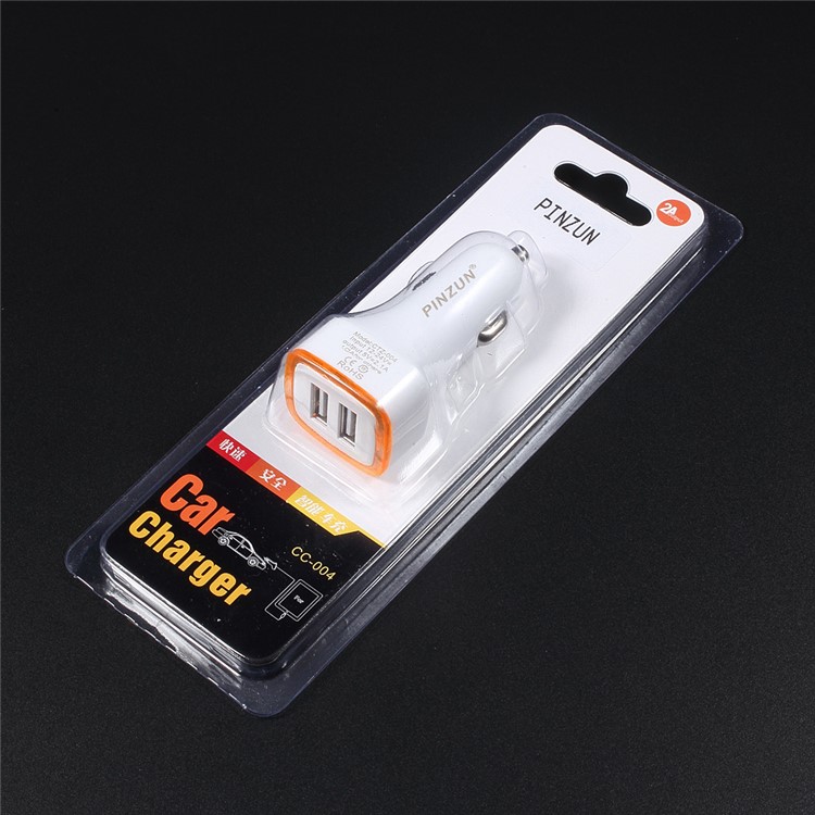 PINZUN 2.1A Car Charger Adapter Dual USB for iPhone iPad Samsung - Orange-6