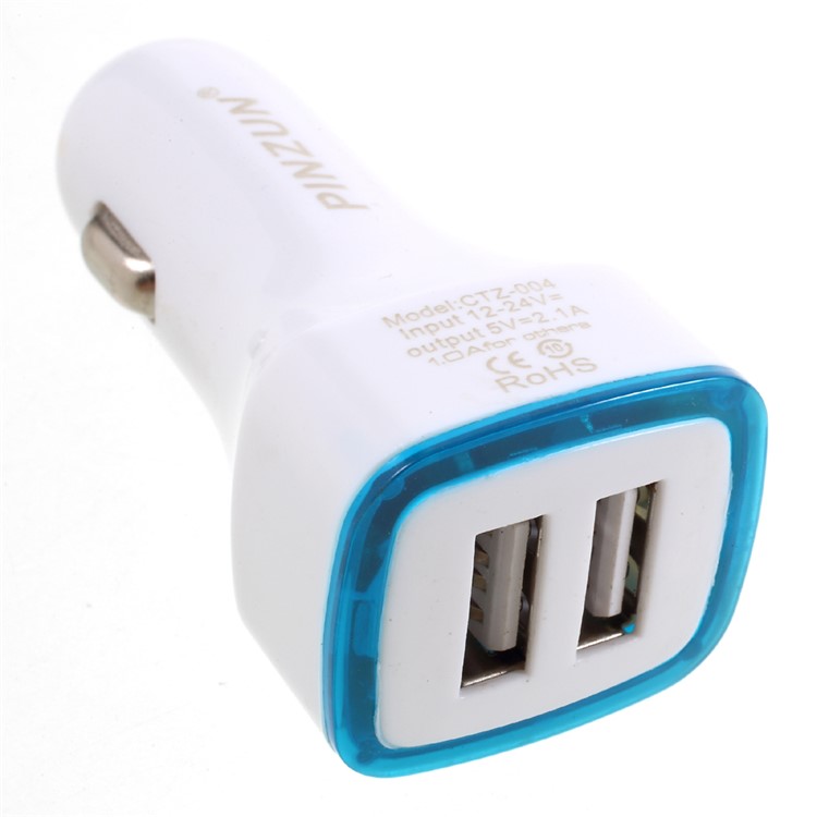 PINZUN 2.1A 2-Port USB Car Charger Adapter for iPhone iPad Samsung - Blue-2