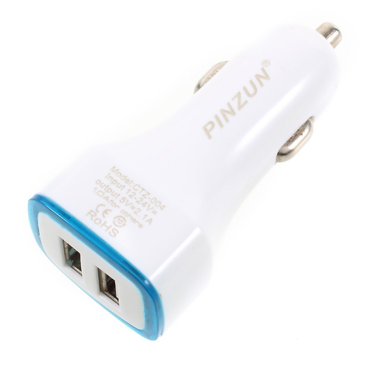PINZUN 2.1A 2-Port USB Car Charger Adapter for iPhone iPad Samsung - Blue-4