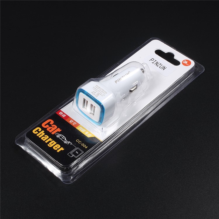 PINZUN 2.1A 2-Port USB Car Charger Adapter for iPhone iPad Samsung - Blue-6