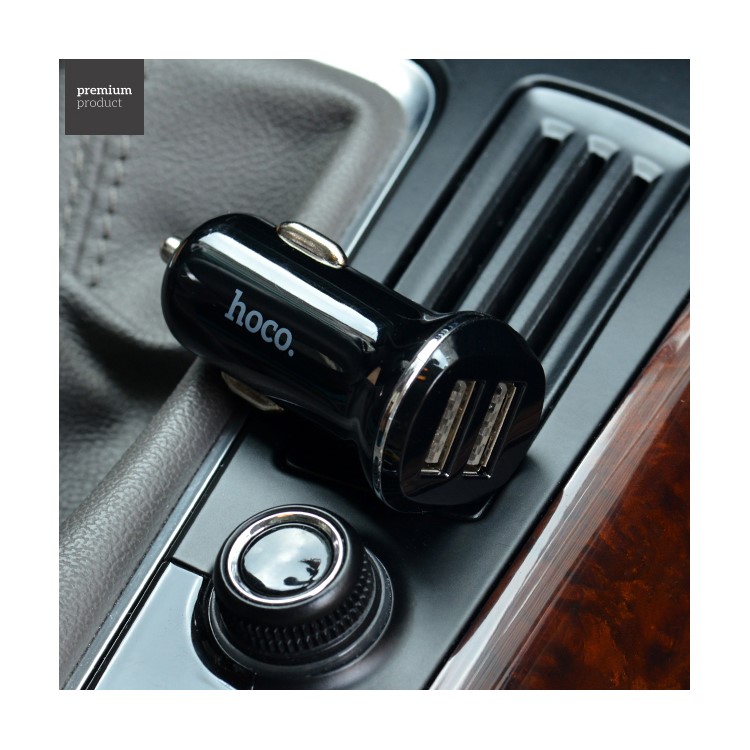 HOCO Z1 Dual USB Car Charger with Micro USB Cable for Smartphones - Black-3