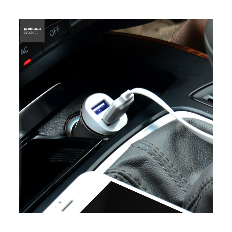HOCO Z1 2.1A Dual USB Car Charger with Micro USB Cable for Smartphones - White-3