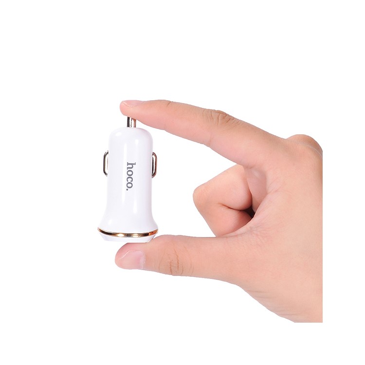 HOCO Z1 2.1A Dual USB Car Charger with Micro USB Cable for Smartphones - White-5