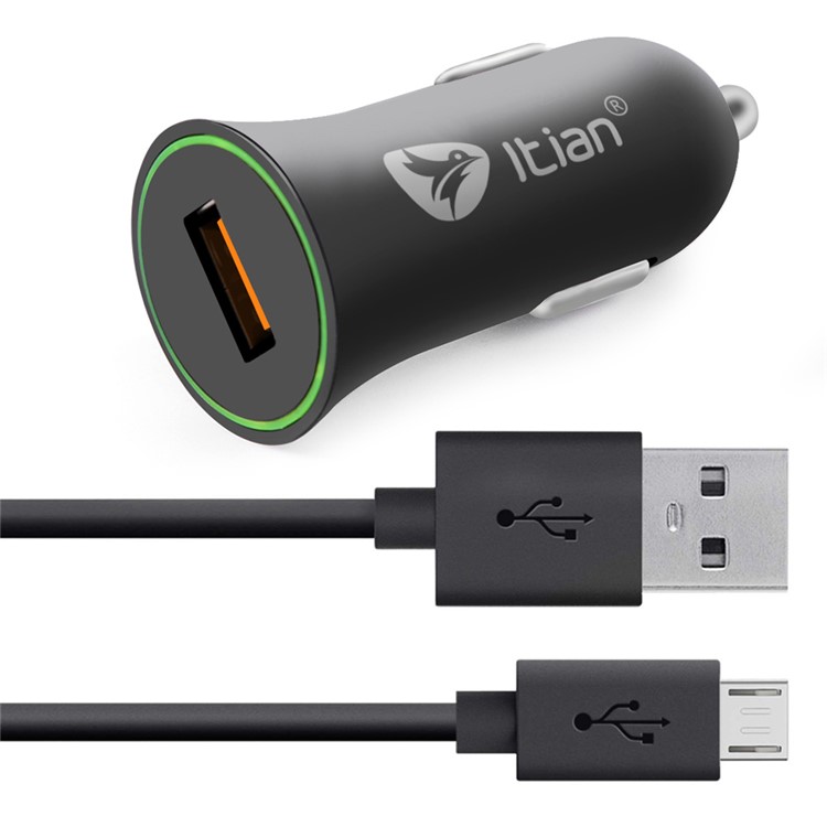 ITIAN Quick Charge 3.0 Car Charger + Micro USB Cable Kit for Samsung Galaxy S7 / S6 / LG G4-1