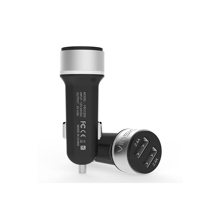 VINSIC VSCC202 4.8A Dual USB Port Car Charger for iPhone iPad Samsung - Black-1