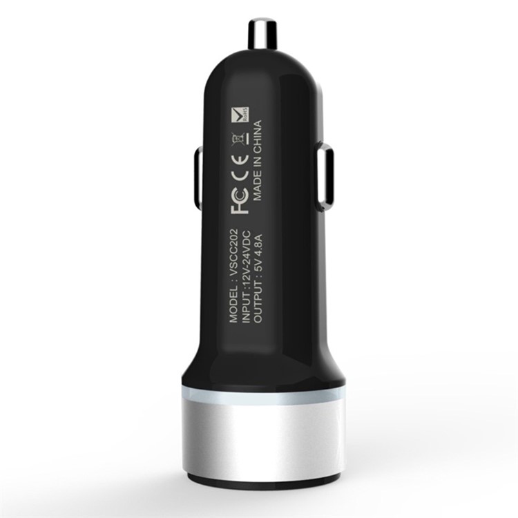 VINSIC VSCC202 4.8A Dual USB Port Car Charger for iPhone iPad Samsung - Black-1