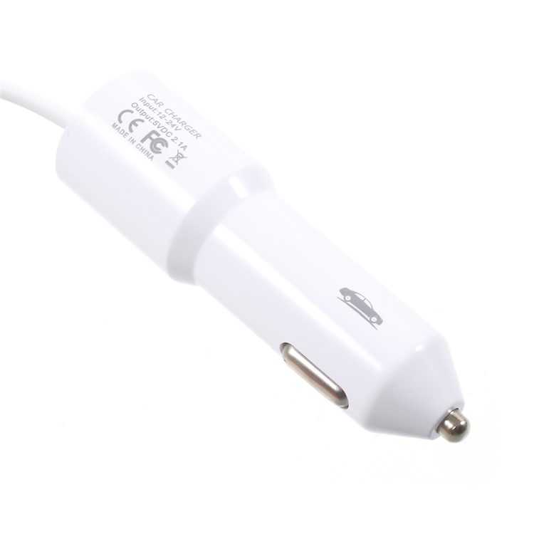 2.1A Springy Car Charger with Micro USB Cable & USB Interface for Samsung Galaxy S7 edge - White-3